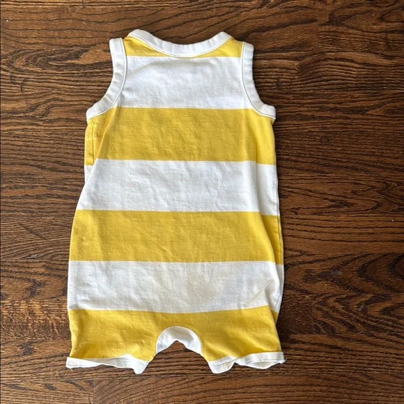 Hanna Andersson Yellow and White Striped Smiley Face Romper - Picture 3 of 3